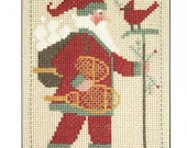 PRAIRIE SCHOOLER quot 2011 Yearly Santa quot Cross Stitch Primitive Santa Pattern, Chart Primitive Christmas