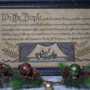 「We The People」クロスステッチパターン、愛国的な憲法サンプラー（デジタルダウンロード）