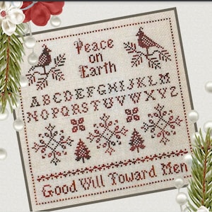CROSS STITCH PDF Christmas Sampler In Red by Plum Pudding Needle Art