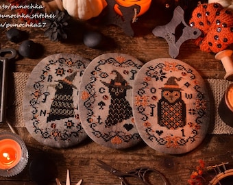 PDF DOWNLOAD "Halloween Trio" • Counted Cross Stitch Pattern by Punochka