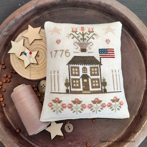 CROSS STITCH PDF 1776 Patriotic House by SamplersPrimitives