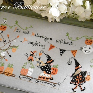 It's Not Halloween Without Pumpkins, Cuore e Batticuore, Cross Stitch Digital Download PDF