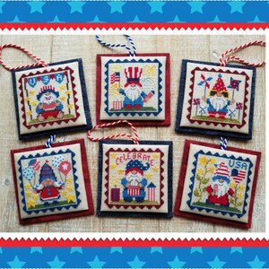 CROSS STITCH PDF Patriotic Gnome Littles by Waxing Moon Designs