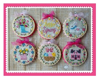 CROSS STITCH PDF Spring Mini Rounds by Waxing Moon Designs - Easter Download