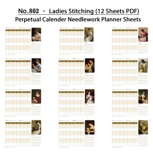 PDF INSTANT DOWNLOAD Ladies Stitching Perpetual Calendar No. 802