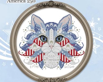 CROSS STITCH PDF Colorful Cats: America 250 by Kitty And Me