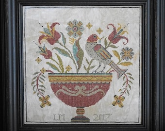 Fraktur Flowers, La-D-Da, Cross Stitch Pattern, PDF