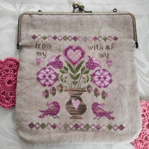 CROSS STITCH PDF From My Heart With All My Love by Vintage Tulip Design