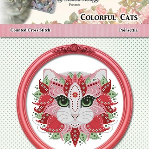 CROSS STITCH PDF Colorful Cats: Poinsettia by Kitty And Me