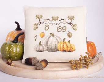 CROSS STITCH PDF 1869 Thanksgiving Pincushion by SamplersPrimitives