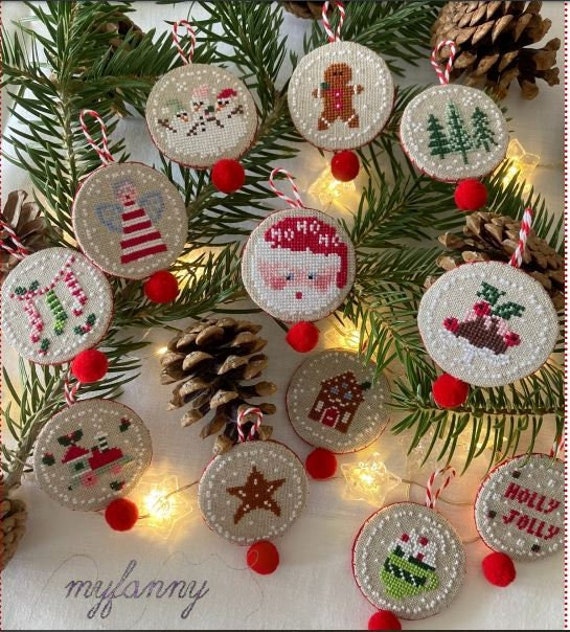 CROSS STITCH PDF 12 Little Christmas Decorations by My Fanny