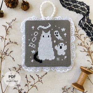 CROSS STITCH PDF Ghostly Cat by Stitch With Coffee