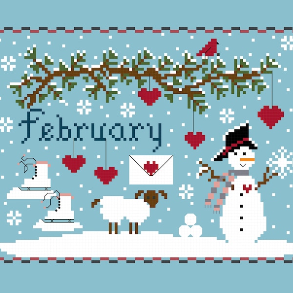 CROSS STITCH PDF Febbraio: una serie mensile di Prim Stitcher Shoppe