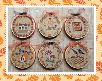 CROSS STITCH PDF Autumn Mini Rounds by Waxing Moon Designs