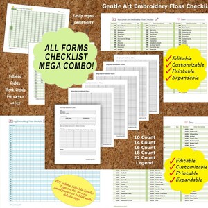 PDF Download • Editable DMC, Gentle Art and Weeks Dye Checklist Grid Design Expandable Form Download All Forms Mega Combo