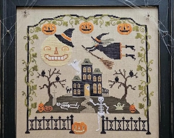 Hazel's Halloween Cross Stitch PDF Pattern, Waxing Moon Designs