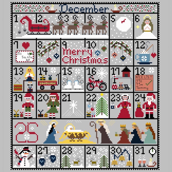 CROSS STITCH PDF Christmas Countdown by Prim Stitcher Shoppe