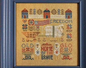 Patriotic Sheep, Stitchy Princess, Cross Stitch Chart, 250th USA Anniversary, Digital Download