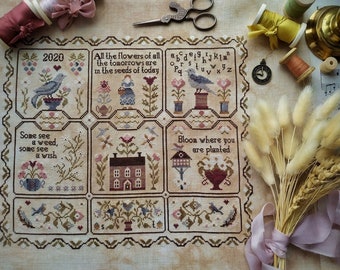 CROSS STITCH PDF Always Flowers Sampler by Stitches Through the Years