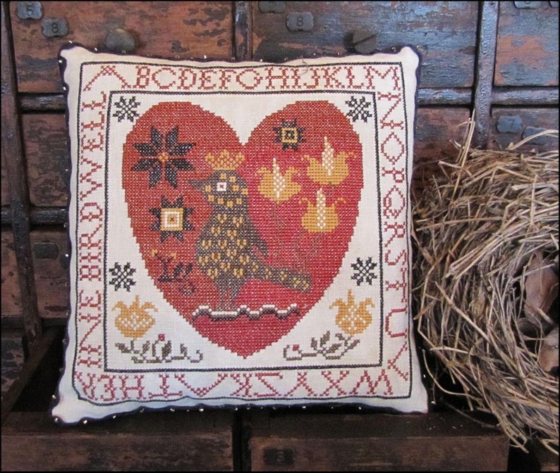 Home in My Heart Folk Art Primitive Kathy Barrick Cross Stitch Pattern