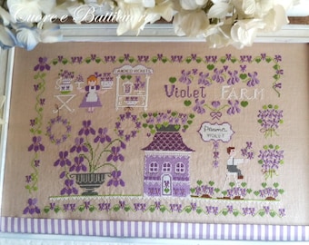 CROSS STITCH PDF Violet Farm by Cuore e Batticuore (including English, Italian and French inscriptions)