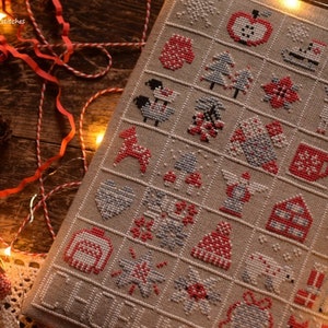 December Adventskalender, Korsstygnsmönster i PDF-format, Punochka