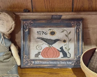 The Perfect Pumpkin, Primitive Stitchin, Cross Stitch Pattern, PDF Download