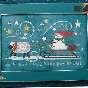 CROSS STITCH PDF One-Sheep Open Sleigh by Waxing Moon Designs