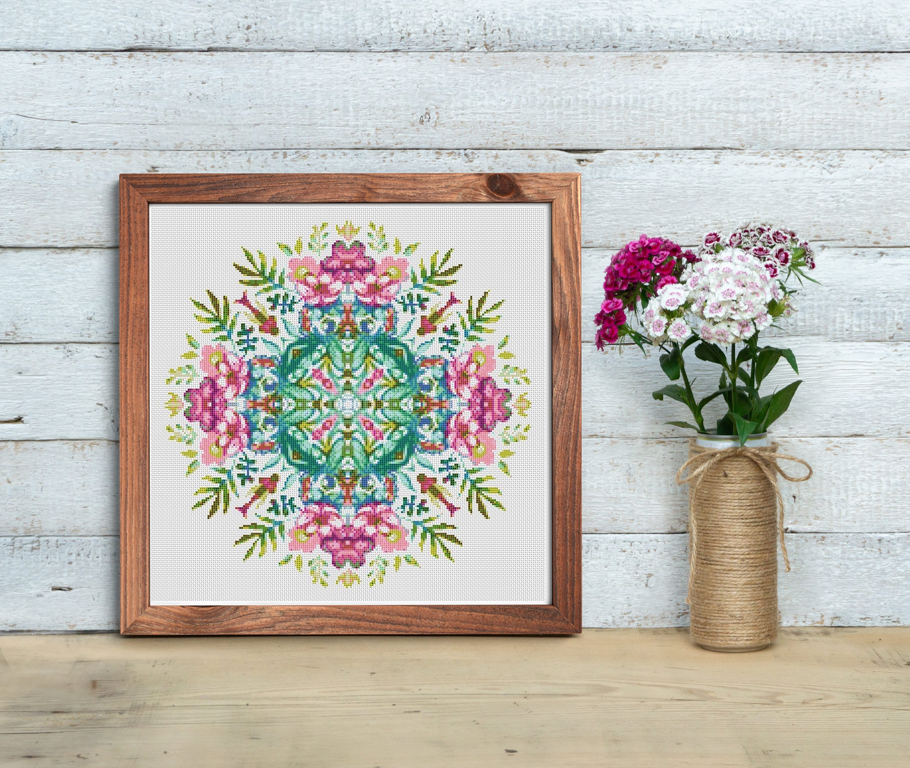 CROSS STITCH PDF Forest Flowers Mandala by Counting The Stars