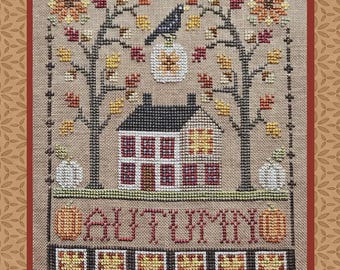Autumn Saltbox by Waxing Moon Designs, Cross Stitch Pattern, Digital Download PDF
