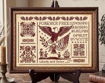 Forever Free, SamplersPrimitives, America 250 Cross Stitch Chart, Digital Download