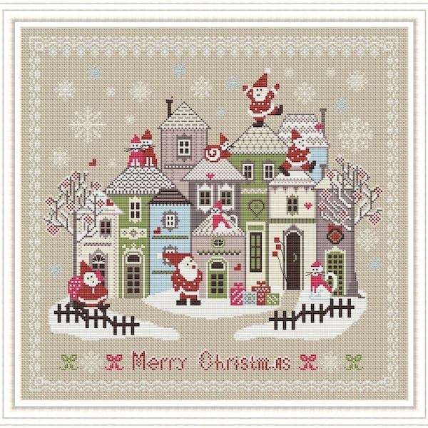 CROSS STITCH PDF Santa City by Stitch Mom Studio