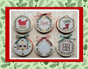 CROSS STITCH PDF Christmas Mini Rounds by Waxing Moon Designs