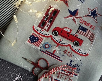 4th Of July by My Fanny, Cross Stitch Pattern, USA 250th Anniversary, Digital Download