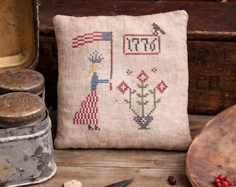 Lady Liberty 1776 Pillow by Primitive Stitchin Pattern, USA 250th Anniversary (Digital Download)