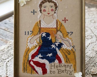 Betsy Ross Cross Stitch Pattern, Patriotic Americana Folk Art (PDF)
