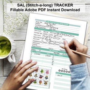 PDF DOWNLOAD Cross Stitch Needlework SAL (Stitch-A-Long) Tracker Sheet Fillable