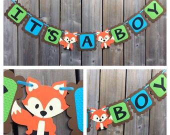 It S A Boy Fox Banner Fox Shower Banner Fox Themed Etsy
