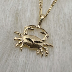Dije de cangrejo de 14 k, collar colgante de cáncer de oro, collar de cangrejo de oro minimalista, collar de animal de oro delicado, colgante del zodiaco Cáncer.