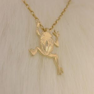 14k Frog Charm, 14k Solid Gold Dainty Frog Toad Pendant Charm Necklace