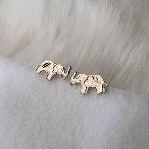 14k Elephant Earring, Elephant Post Studs