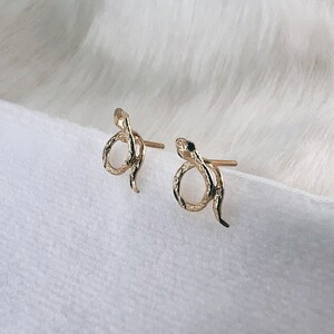 14k Snake Earrings, Snake Post Earring