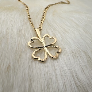 14k Solid Gold Clover Charm: Dainty Lucky Pendant