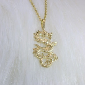 14k Dragon Charm, Solid 14k Gold Year Of The Dragon Pendant Chinese Zodiac Dragon
