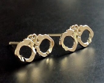 14k Handcuff Earrings, Handcuff Post Earrings