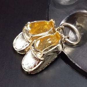 My First Shoes Gold Pendant, Customizable Baby Shoes Charm