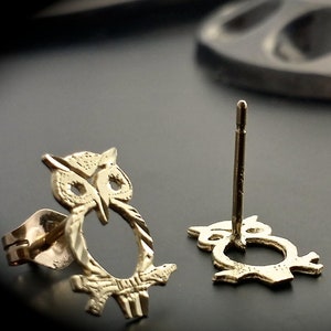 14k Eulenohrringe, weise Eulenohrstecker
