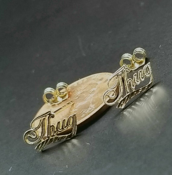 14Kサグピアス。ギャングスターゴールドピアス - Etsy 日本