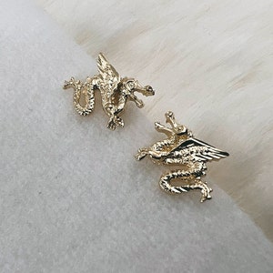 14k Dragon Earrings, Year Of The Dragon Studs