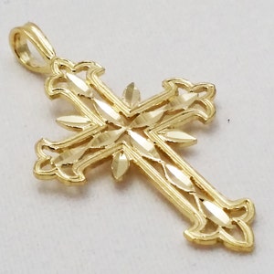 14K Arev Cross Pendant, Gold Cross Charm